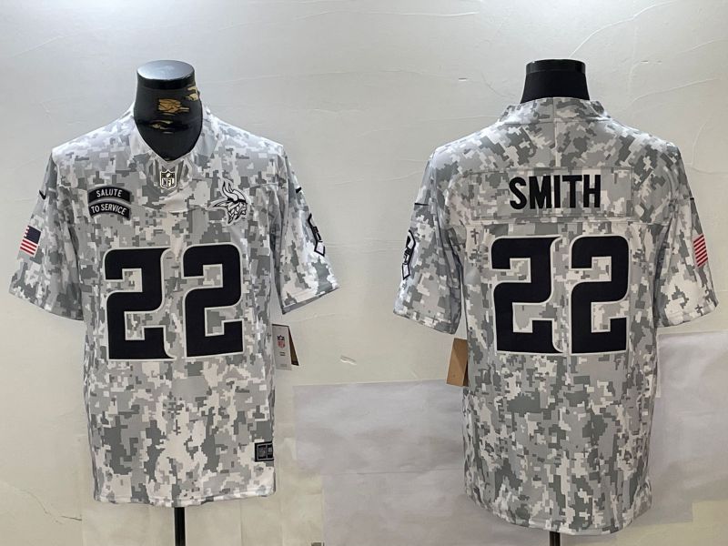 Men Minnesota Vikings #22 Smith Nike Arctic Camo 2024 Salute to Service Limited NFL Jersey->minnesota vikings->NFL Jersey